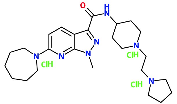 (image for) MC085372 6-Azepan-1-yl-1-methyl-1H-pyrazolo[3,4-b]pyridine-3-carboxylic acid [1-(2-pyrrolidin-1-yl-ethyl)-piperidin-4-yl]-amide HCl salts